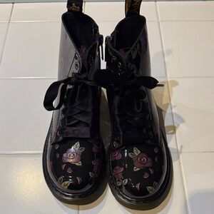 Dr. Martens Black Floral Kids Boots